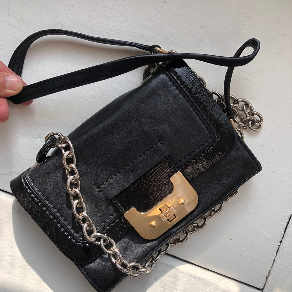 Leather DVF crossbody clutch